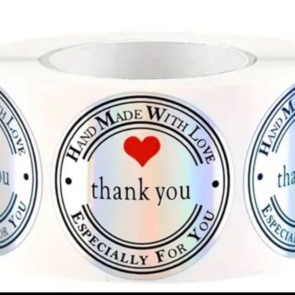 New 500 pieces Laser Thank You Stickers “handmade with love”